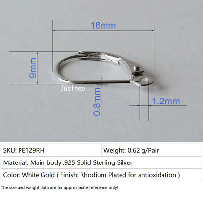 Solid 925 Sterling Silver Hinged French Leverback Eearwire Hook Findings , snap hook for Earring Jewelry DIY