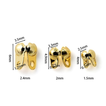 Brass Gold Plating Connector Clasp Ball Chain End Crimps, 100pcs