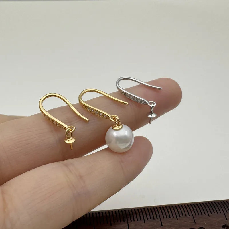 1Pair Solid 925 Sterling Silver Earring Hooks with Pandant for Beads DIY Accessories Making