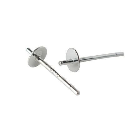 925 Sterling Silver blank post stud earrings with Flat Pad for jewelry making