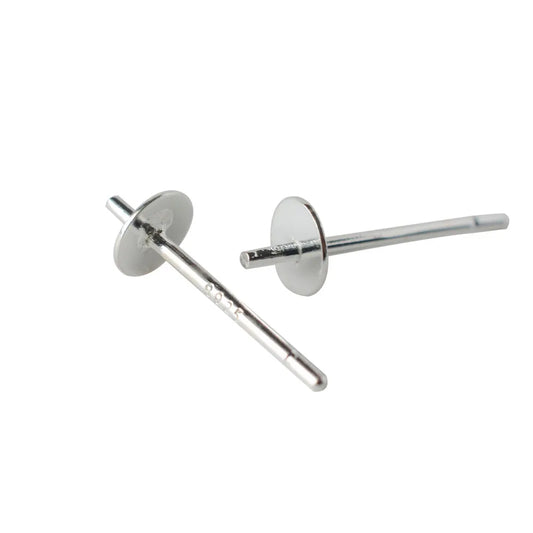 925 Sterling Silver blank post stud earrings with Flat Pad for jewelry making