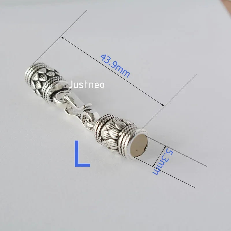 Antiqued solid 925 sterling silver S Clasp Leather Cord End Cap , Thai Silver jewelry diy findings/components  1