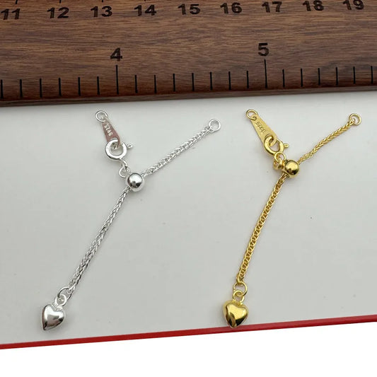 1PCS Solid 925 Sterling Silver Silicone Chopin Extended Chain Adjusting Chain Bracelet Necklace DIY Jewelry Finding