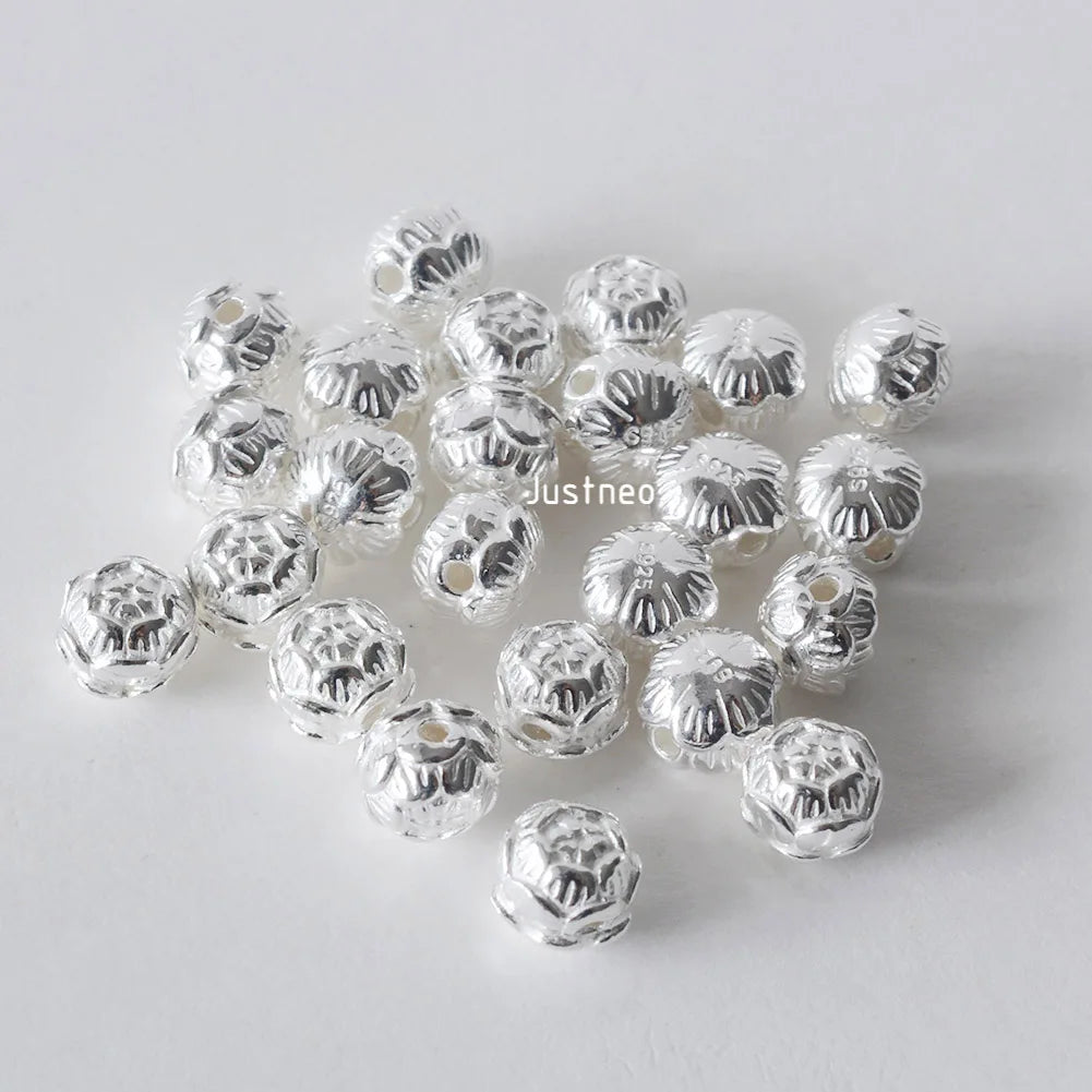 925 Sterling Silver lotus beads, DIY Silver Loose beads for Jewelry Making Findings