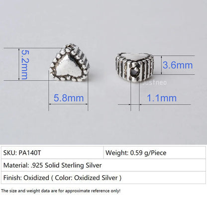 solid 925 sterling silver Heart-shaped charm beads, Thai Silver spacer loose bead with 1.2mm hole jewelry diy components