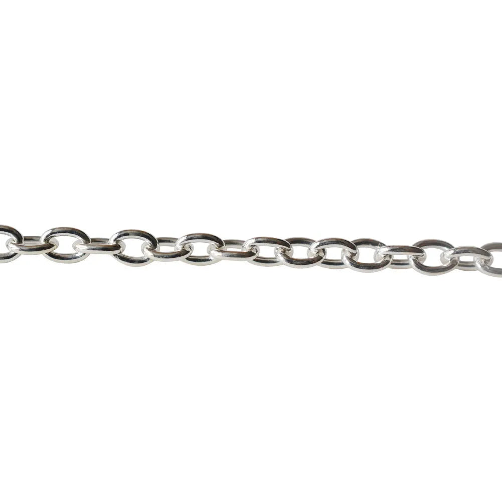 Solid 925 Sterling Silver Oval Cable Chain bulk Loose Rope Link for Jewelry making Diy Components and Findings, 1 meter