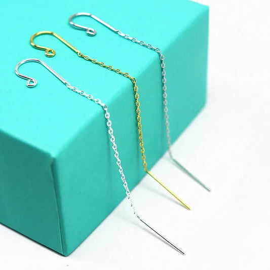1 Pair Earring Wire Solid Stering Silver Ear Hook with Open Loop Dangle for DIY Jewelry Making Components Findings Accessories