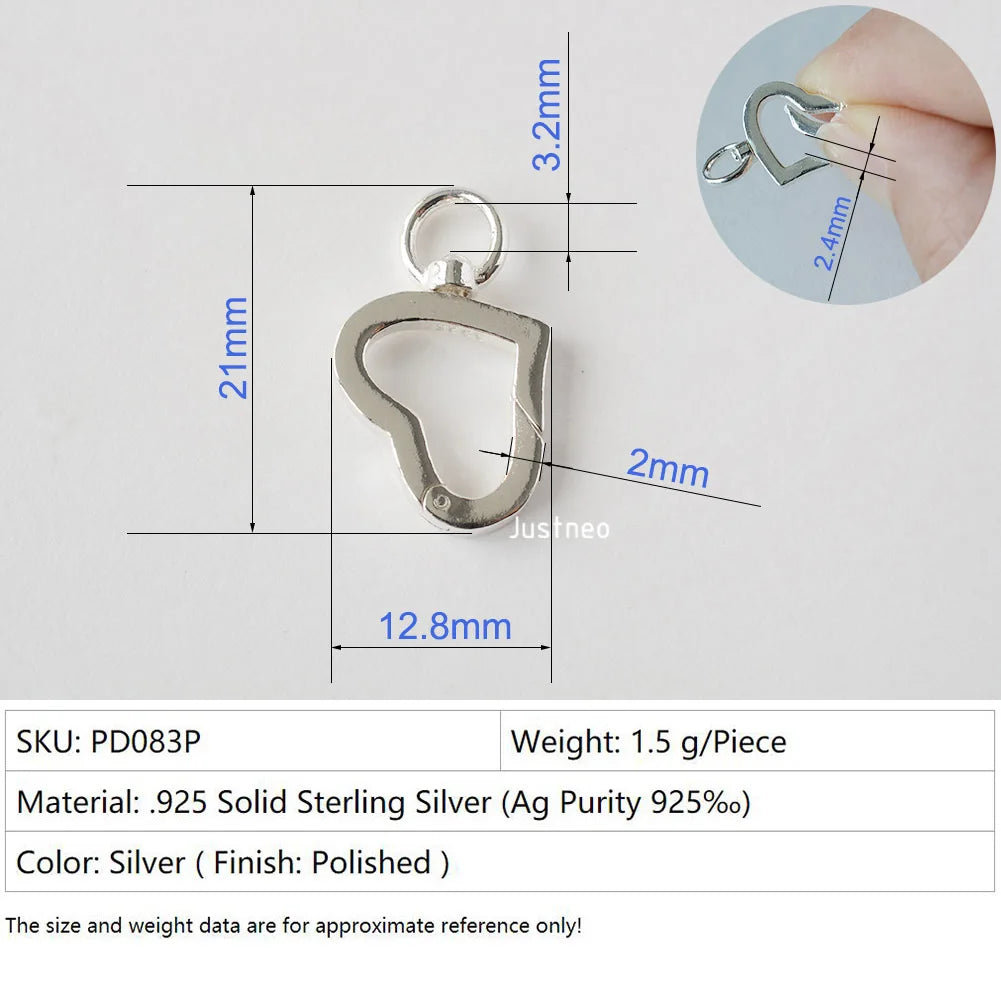 Solid 925 Sterling Silver Clasp,Spring Press Open Hook with Swivel End Ring，Rotatable Buckle for Necklace/Bracelet Jewelry