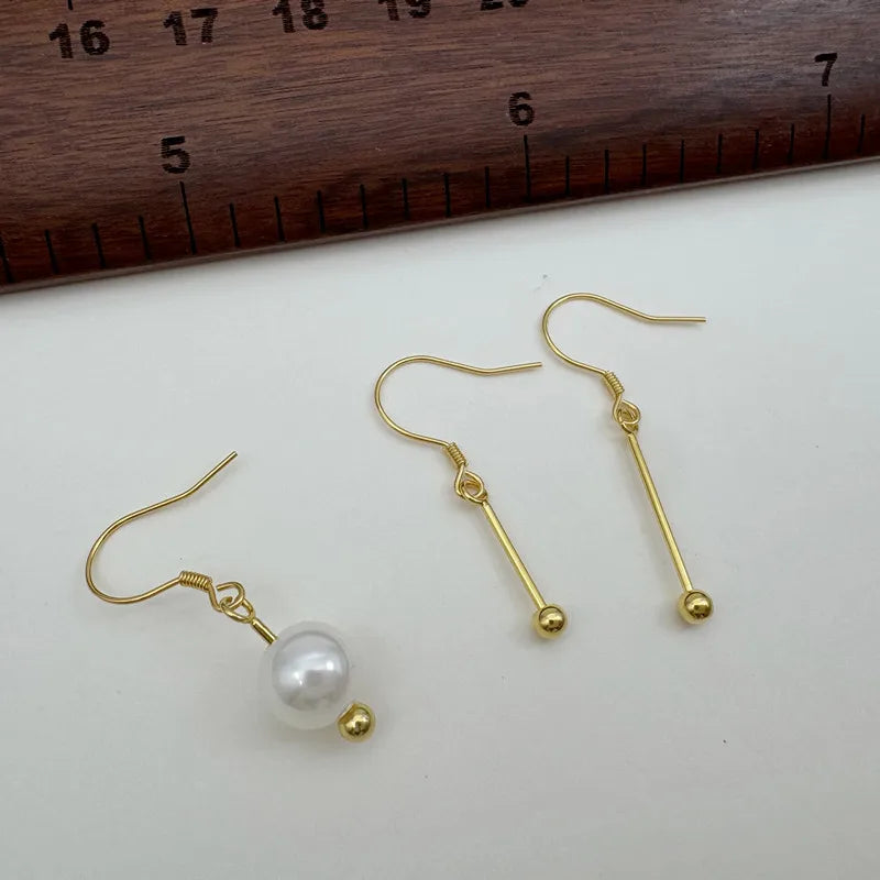 1Set Solid 925 Sterling Silver Earring Setting Screw 1cm 18k Gold Color for Round Beads DIY Accessories Jewelry Making