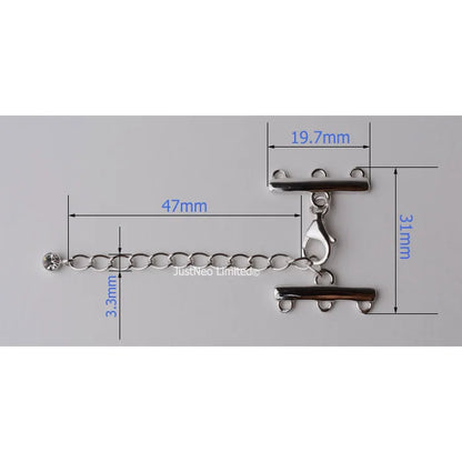 Solid 925 Sterling Silver Clasp Buckle 2/3 Strand Necklace Hook Cubic Zirconia Rhodium Plated  Diy Jewelry Components, 1pc