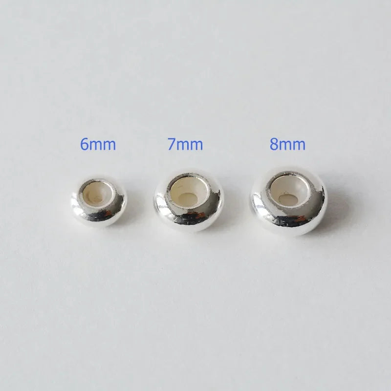 Solid 925 Sterling Silver Rubber Stopper Beads, Stopper Clip Beads Charms with Rubber inside fit Bracelets necklaces For Jewelry