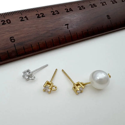 1Pair Solid 925 Sterling Silver Earring Studs with Open Jump RIng 3mm-5mm 4mm DIY Jewelry Making Accessories Finding