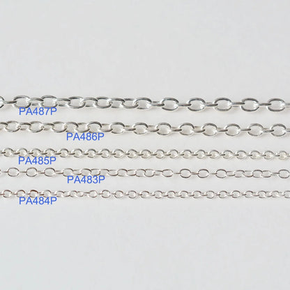 Solid 925 Sterling Silver Oval Cable Chain bulk Loose Rope Link for Jewelry making Diy Components and Findings, 1 meter