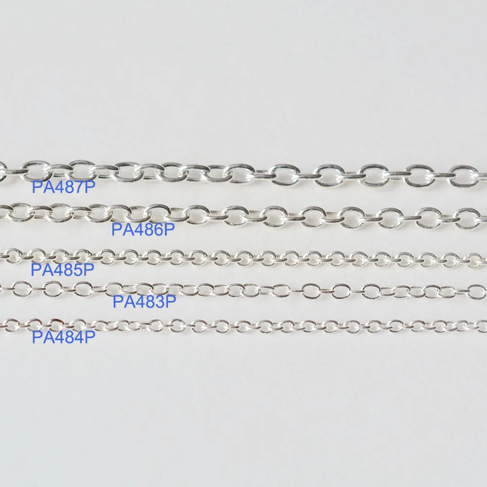 Silver Chain for Jewelry making, 925 Sterling Silver Oval Cable Chain bulk Loose Rope Link Diy Components and Finding