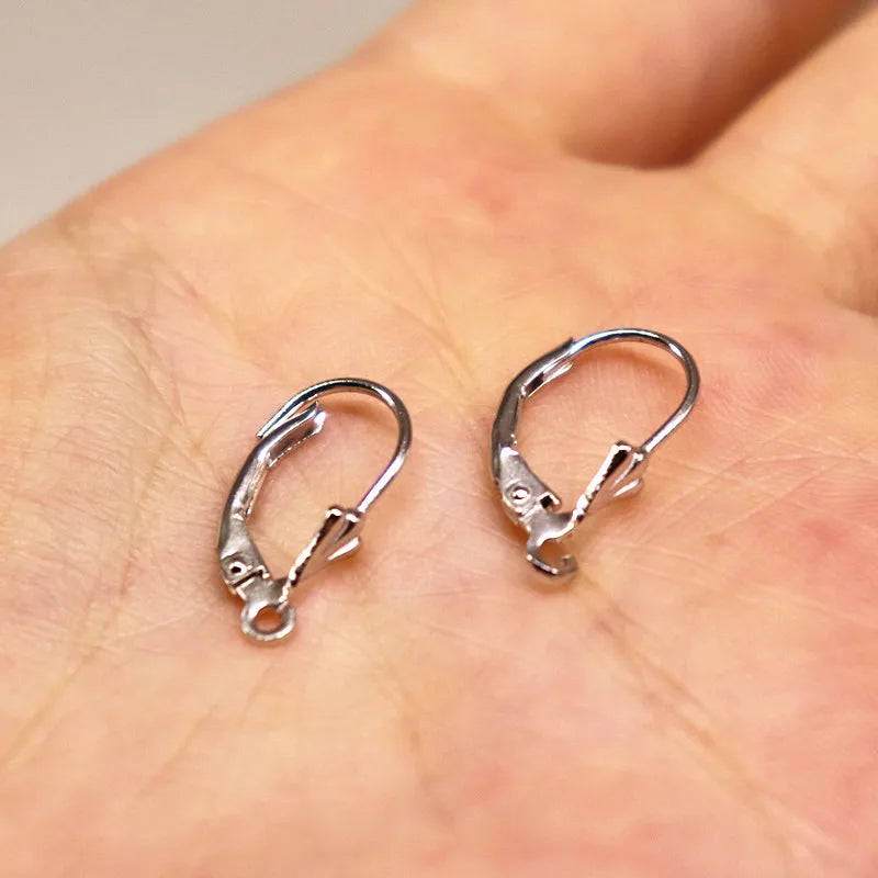 100% 925 Sterling Silver Earwire Hooks Hinged French Leverback with Open Jump Ring Snap Women DIY Original Findings
