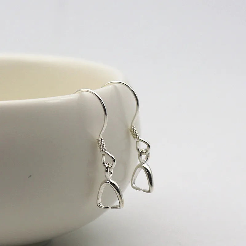 1Pair Solid 925 Sterling Silver Earring Hook with Small Pinch Clasp Connector Clip Bail Pendant DIY Jewelry Findings Accessories