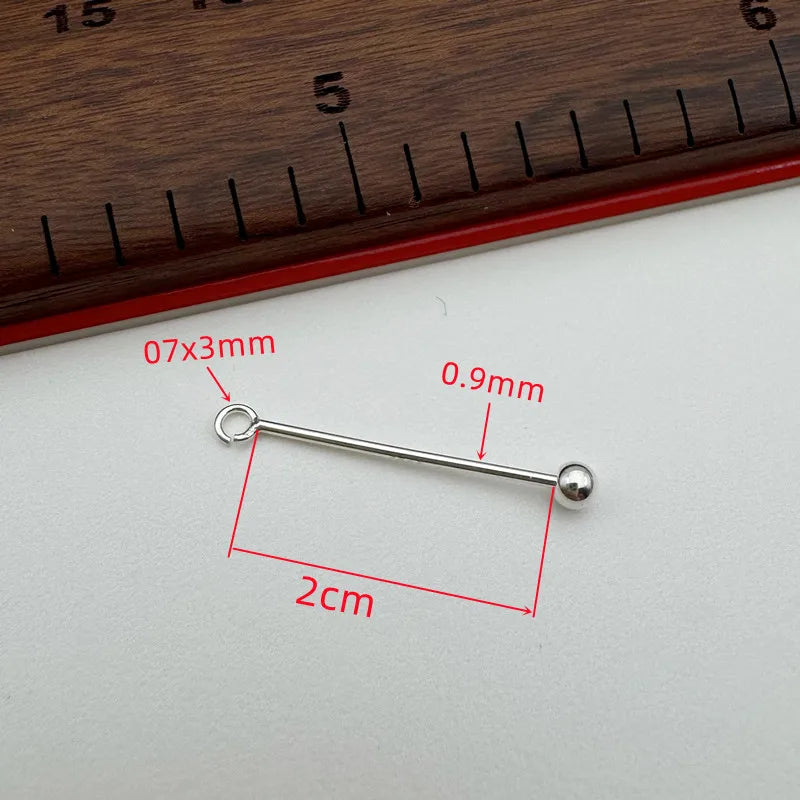 1PCS Solid 925 Sterling Silver Screw Needle Buckle Accessories Making DIY Jewelry Pendants Finding
