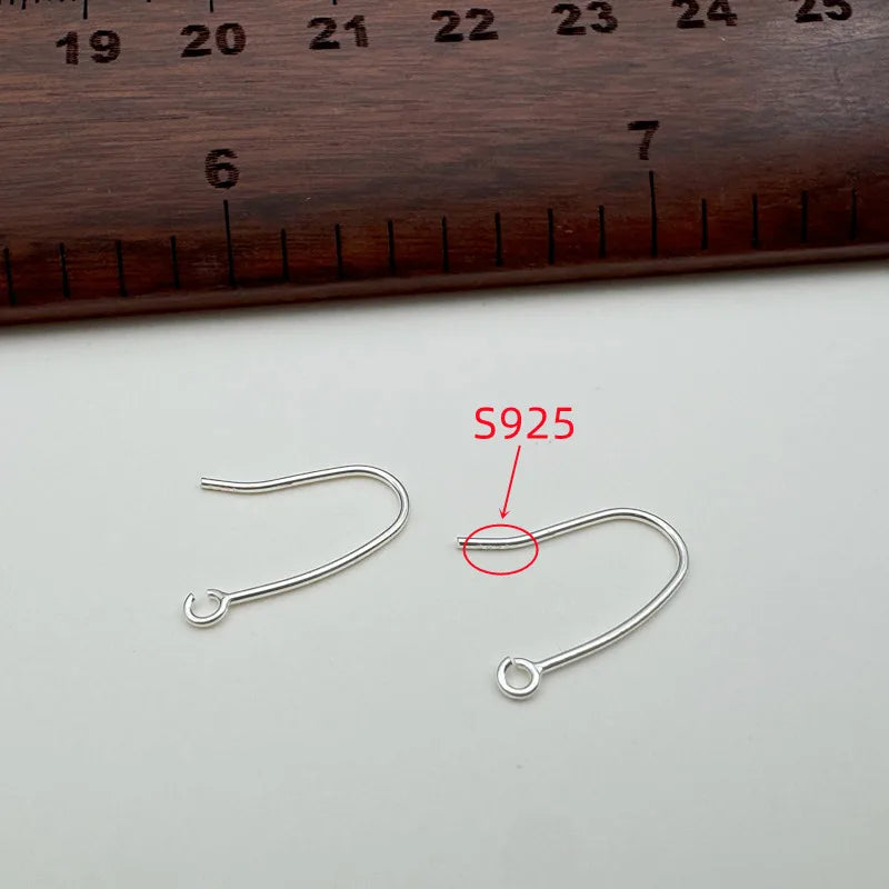 1Pair Solid 925 Sterling Silver Earring Hooks with Open Jump Ring 16mm DIY Jewelry Making Accessories Components
