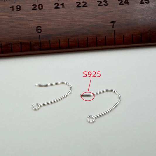 1Pair Solid 925 Sterling Silver Earring Hooks with Open Jump Ring 16mm DIY Jewelry Making Accessories Components