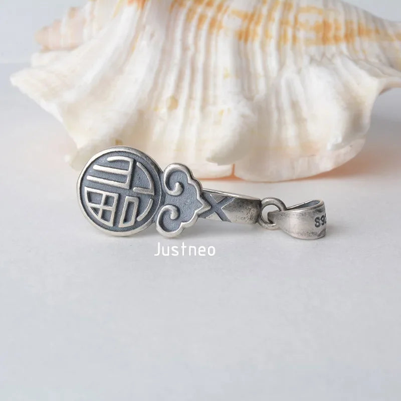 Solid 925 sterling silver blessing pendant clasp connector, Thai Silver pinch bail for necklace & pendant silver jewelry