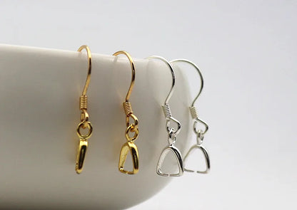 1Pair Solid 925 Sterling Silver Earring Hook with Small Pinch Clasp Connector Clip Bail Pendant DIY Jewelry Findings Accessories