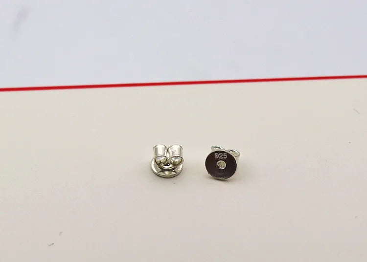 1 Pair Earnut Solid 925 Sterling Silver Original Butterfly Round Stopper Earring Backs for Ear Studs DIY Components for Jewelry