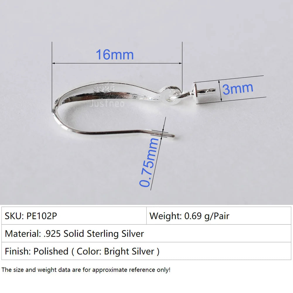 Solid .925 Sterling Silver Earring Hooks with Eyepin Bead Caps, French Ear wire Dangle Pearl Earrings , DIY Accessories