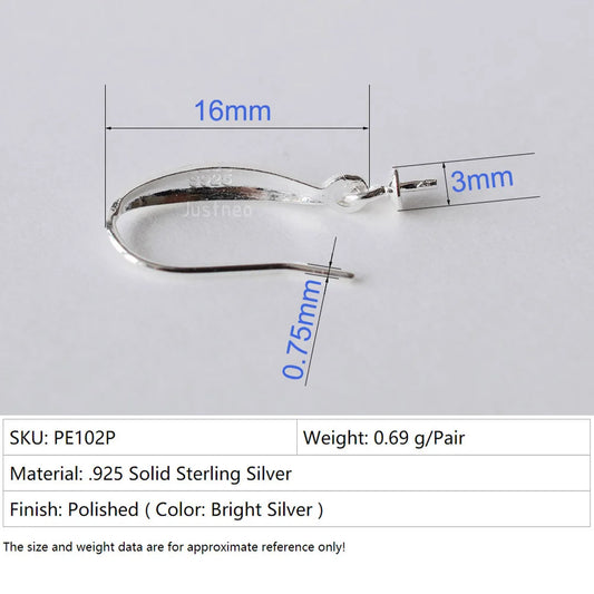 Solid .925 Sterling Silver Earring Hooks with Eyepin Bead Caps, French Ear wire Dangle Pearl Earrings , DIY Accessories