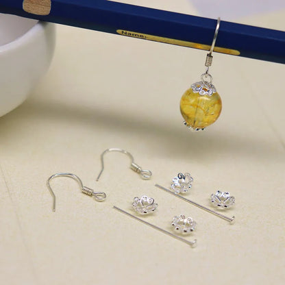 1Pair 925 Sterling Silver Earrling Settings Diy Jewelry Making Components For Round Beads Findings