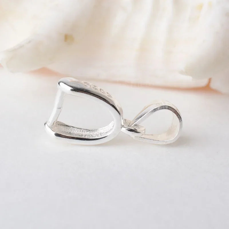 solid 925 sterling silver bail pendant clasp connector, pinch bail with ice-pick for necklace & pendant silver jewelry M