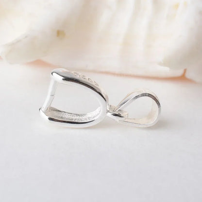 solid 925 sterling silver bail pendant clasp connector, pinch bail with ice-pick for necklace & pendant silver jewelry M