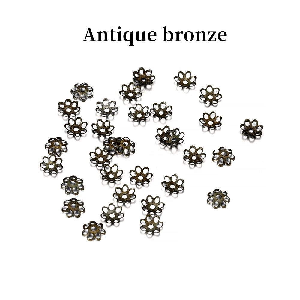 6mm Hollow Flower Metal Spacer Bead Caps, 600pcs