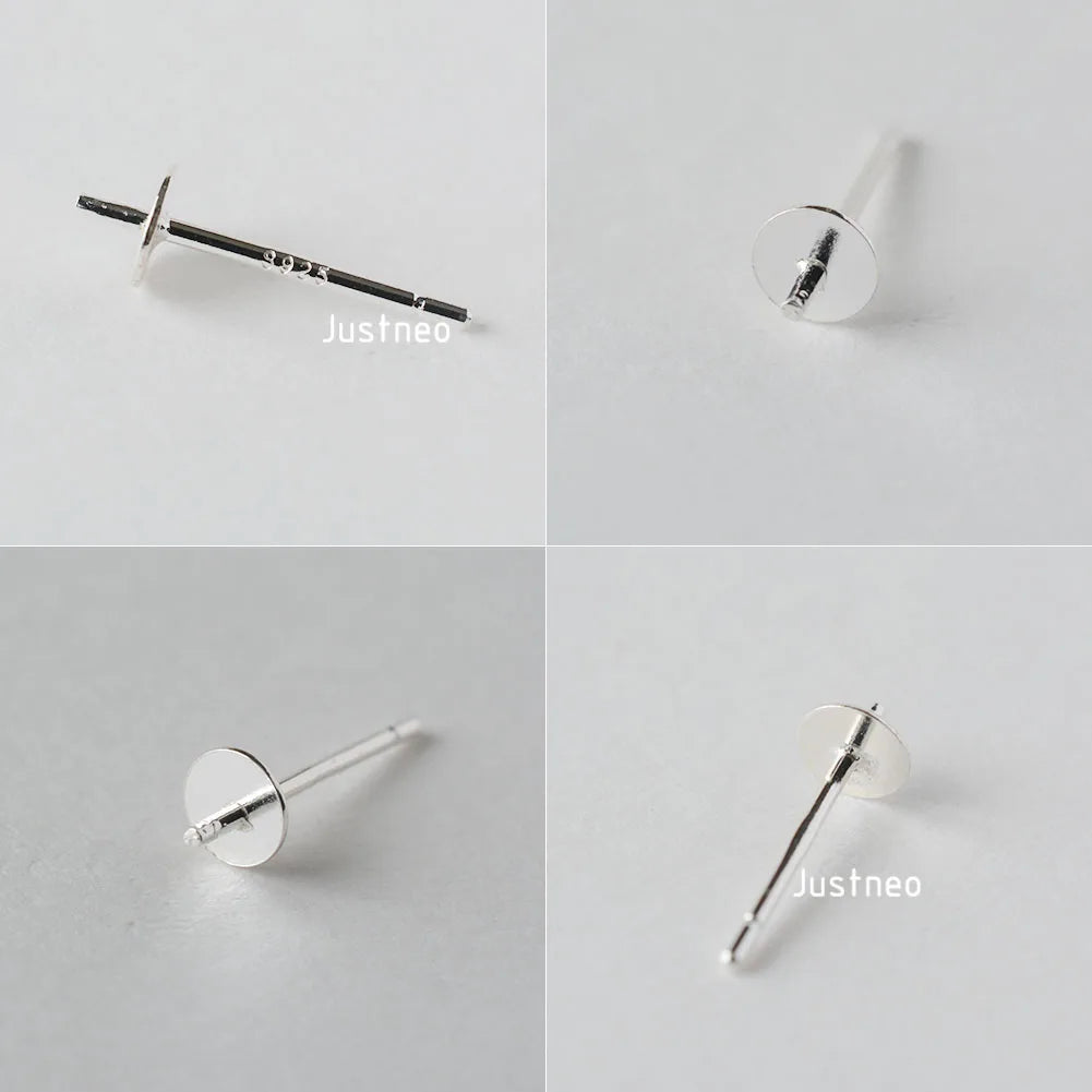 925 Sterling Silver blank post stud earrings with Flat Pad for jewelry making