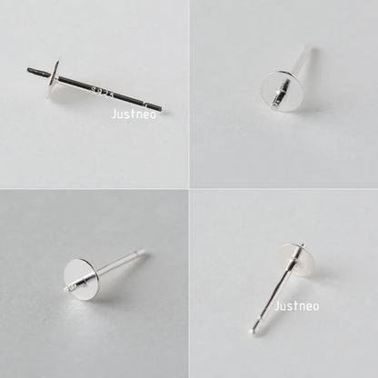 925 Sterling Silver blank post stud earrings with Flat Pad for jewelry making