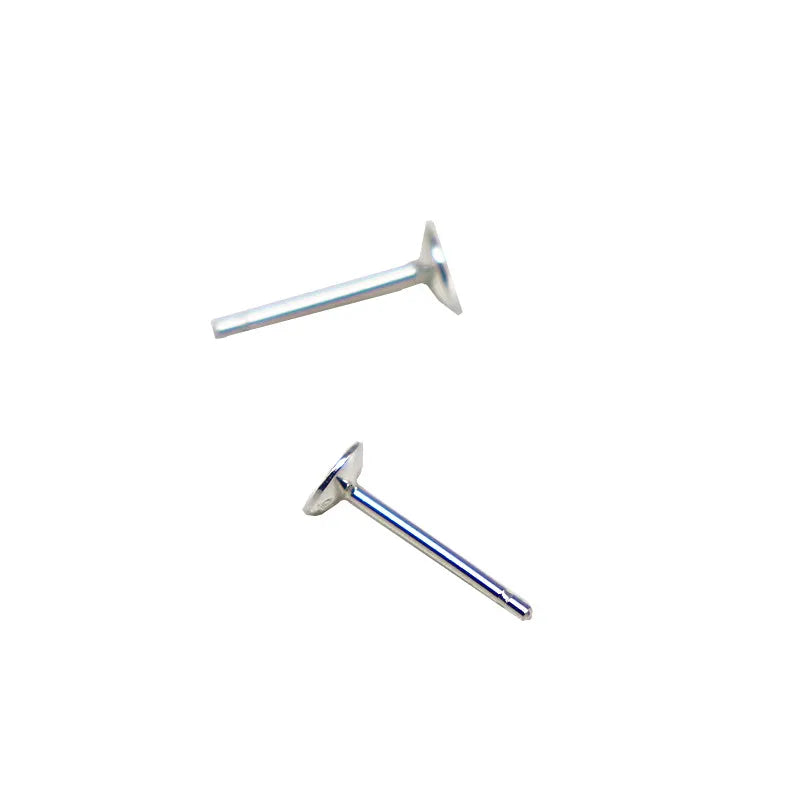 1Pair Solid 925 Sterling Silver Earring Post for Jewelry Making DIY Accessories with Cupped Pad for Pear Beads