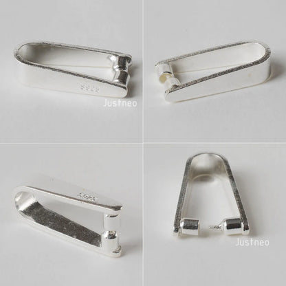 Sterling Silver Clip On Pinch in Pendant Bail Connectors Clasp Slider for Jewelry Making