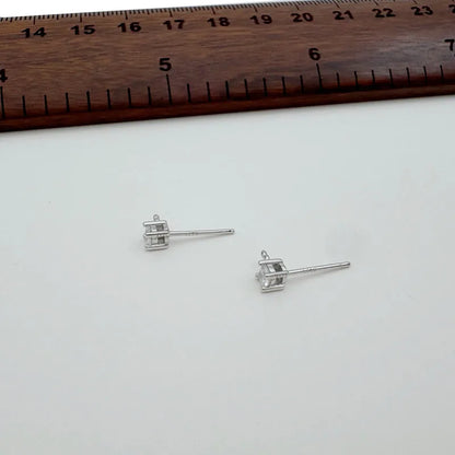 1Pair Solid 925 Sterling Silver Studs 3mm-6mm Princess Earring Fitting DIY Gold Plated Pearl Holder Accessories Finding
