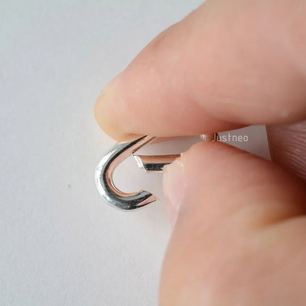 Solid 925 Sterling Silver Spring Rings, Spring Snap Clip Hooks silver Metal Split Rings Small Clamp Clasp for Jewelry Making