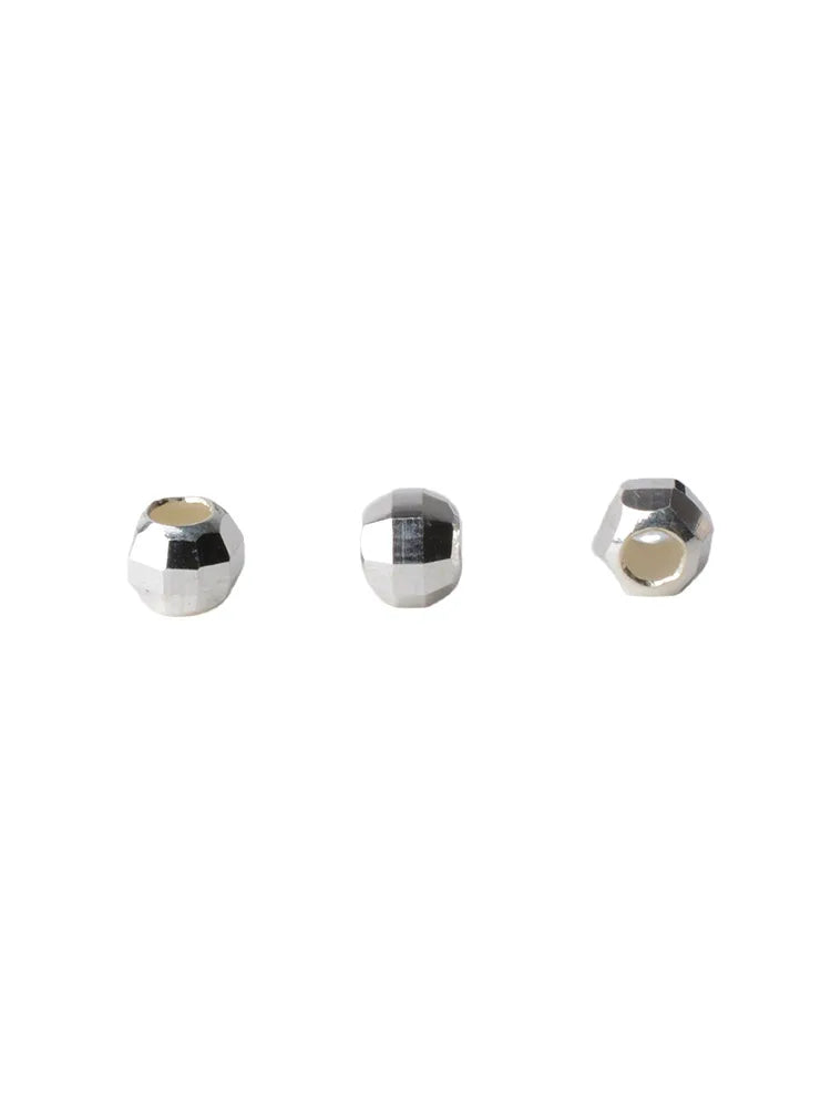 Solid 925 Sterling Sliver Seamless Faceted Beads Round Spacer Mirror Surface Cutting Loose Bead for Jewelry Making 2 mm 3mm ,1pc