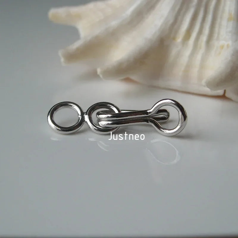 clasp,12mm (rhodium plated) solid 925 Sterling Silver  hook-and-eye clasps for necklace/bracelet components, 1 piece/lot