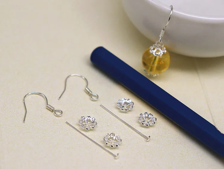 1Pair 925 Sterling Silver Earrling Settings Diy Jewelry Making Components For Round Beads Findings