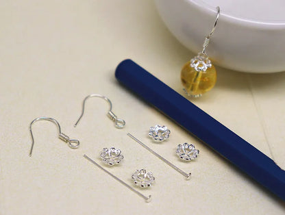 1Pair 925 Sterling Silver Earrling Settings Diy Jewelry Making Components For Round Beads Findings