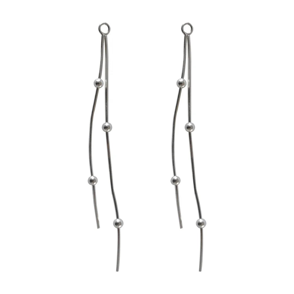 925 Sterling Silver chain earrings, 925 Silver Dangle Earring Box Chain Ear Thread for women