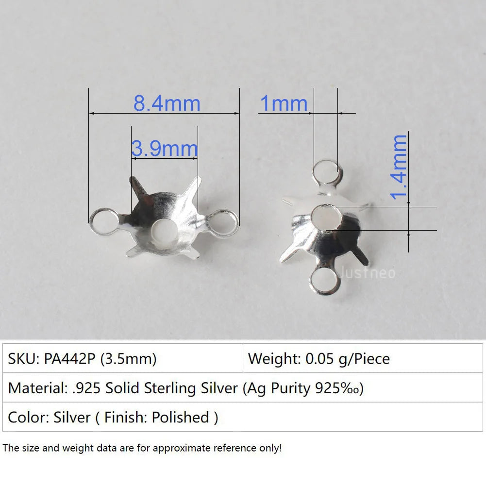 925 Sterling Silver CZ Link Connector Component blanks Settings With Double Loops for Jewelry Making Findings