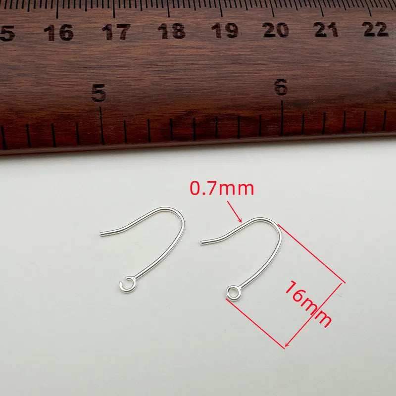 1Pair Solid 925 Sterling Silver Earring Hooks with Open Jump Ring 16mm DIY Jewelry Making Accessories Components
