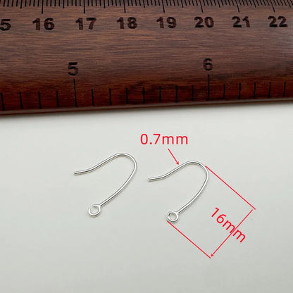 1Pair Solid 925 Sterling Silver Earring Hooks with Open Jump Ring 16mm DIY Jewelry Making Accessories Components