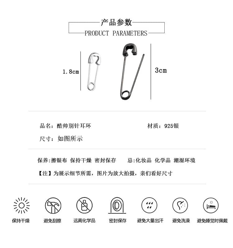 Wholesale 925 Sterling Silver Pin Earrings New Fashion Hip HopCool Handsome Men and Women Clip Ear Stud Jewelry