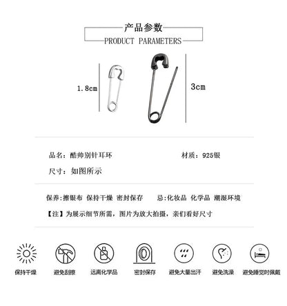 Wholesale 925 Sterling Silver Pin Earrings New Fashion Hip HopCool Handsome Men and Women Clip Ear Stud Jewelry
