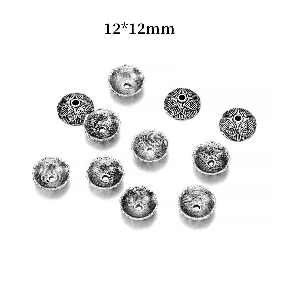 12mm Antique Lotus Flower Bead Caps, 20pcs
