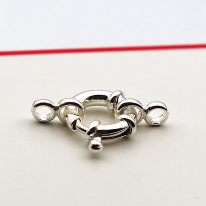 1Piece Solid 925 Sterling Silver Necklace Clasp 10/12/14mm Spring with 1 Strand Movable Nautical Ring for Bracelet DIY Jewelry